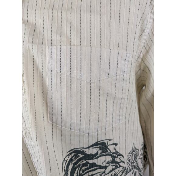 Counter Intelligence Men's L Shirt Button Up Long Sleeve Graphic Urban White Top - Picture 11 of 13